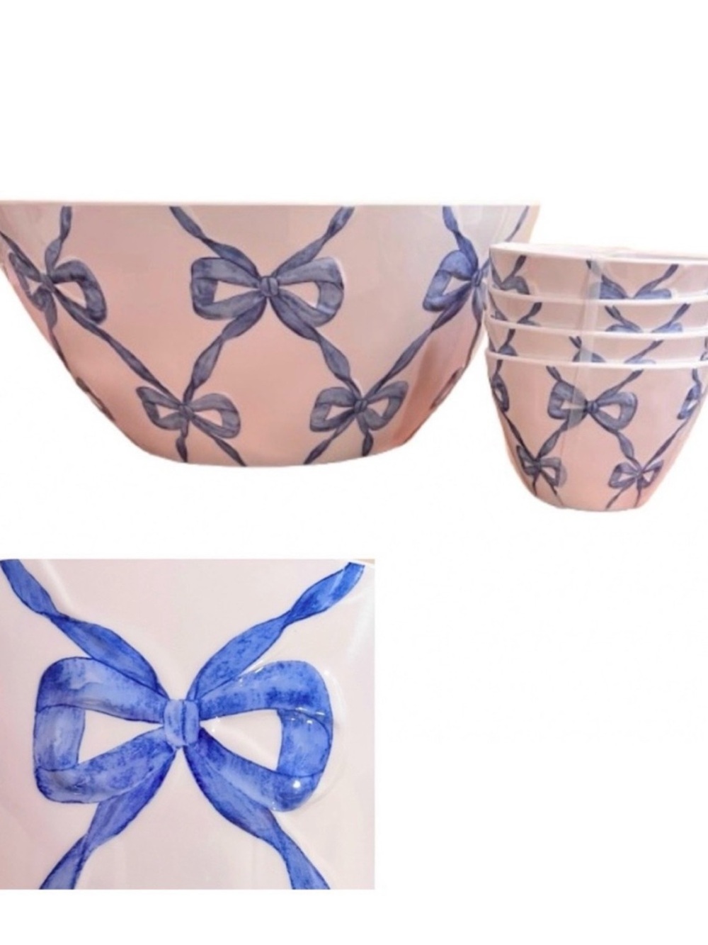 🆕-Shabby Chic- Blue Bow Coquette
Melamine 5-Piece Bowl Set.